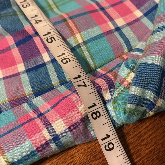 NWOT Talbots Madras linen plaid sunshine blazer 2 button front ruffle cuff 6 - Picture 8 of 17